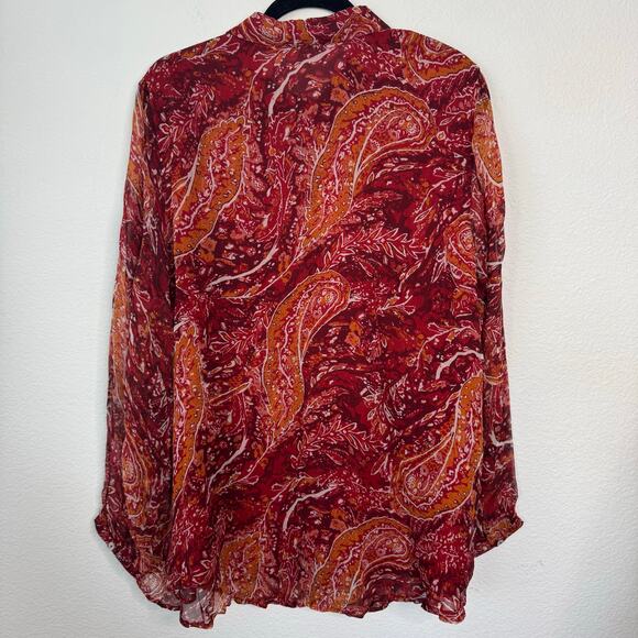NWT Soft Surroundings Cheyla Paisley Print Button Down Top Red Womens Size XL - Picture 6 of 9